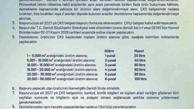 Denizli Büyükşehir Belediyesinden çiftçilere mazot ve gübre desteği