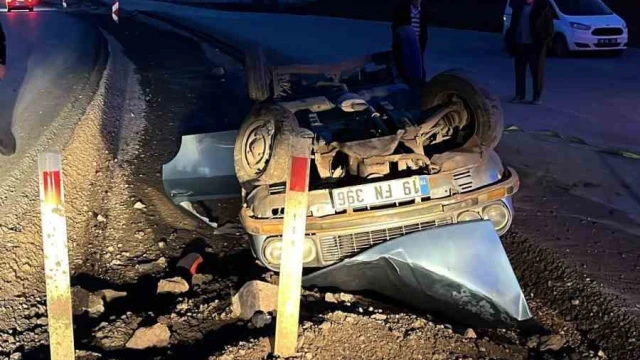 Takla atan otomobil hurdaya döndü: Sürücü kazadan yara almadan kurtuldu
