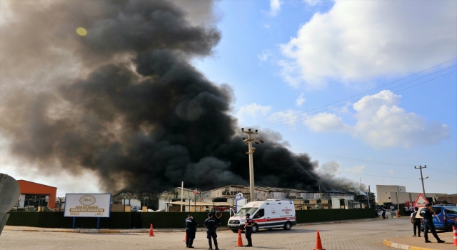 Osmaniye’de plastik geri dönüşüm fabrikasında çıkan yangına müdahale ediliyor