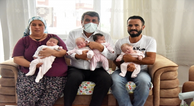 Anamur Belediye Başkanı Kılınç, hamileyken Kovid19’u yenip, dördüz bebek doğuran anneyi ziyaret etti