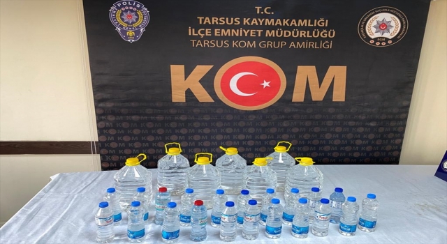 Mersin’de iş yerinde 50 litre sahte içki ele geçirildi