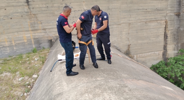 Adana’da 12 metrelik çukura düşen köpek kurtarıldı