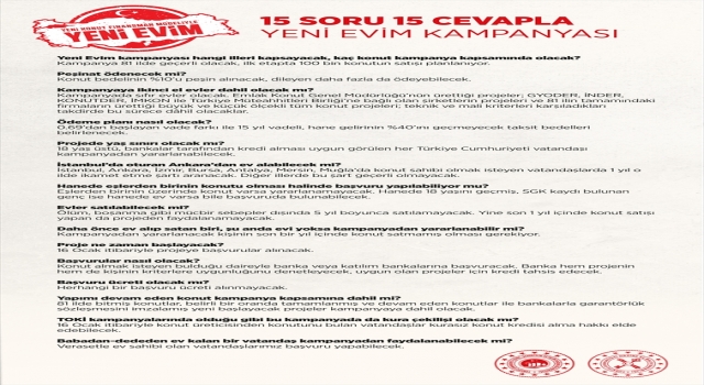15 soruda ”Yeni Evim Kampanyası”na ilişkin merak edilenler