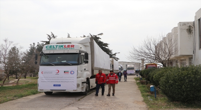 Kuveyt Kızılayının yardım malzemelerini taşıyan 4 tır Gaziantep’e geldi