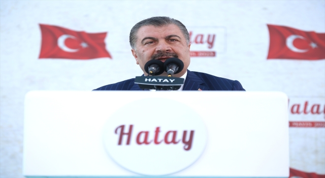 Sağlık Bakanı Fahrettin Koca, Hatay’da konteyner kentte konuştu: