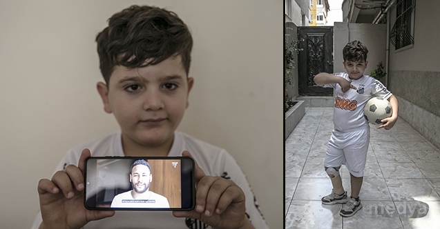 Engelli Suriyeli çocuğa, formasını giydiği Neymar&#039;dan görüntülü teşekkür mesajı