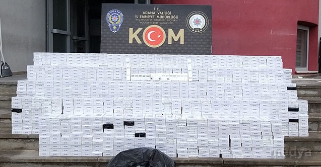 Adana&#039;da aracında 15 bin 100 paket kaçak sigara bulunan sürücüye ev hapsi