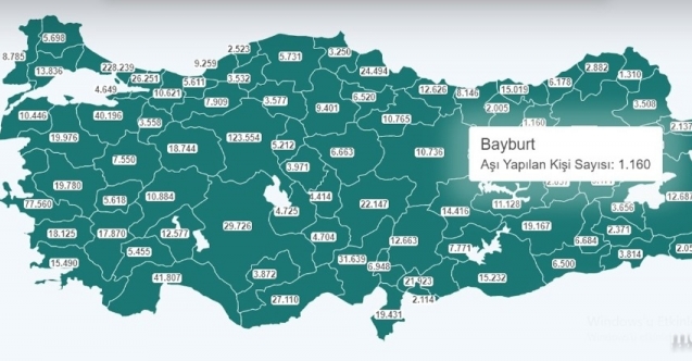 Bayburt&#39;ta bin 160 kişi Covid-19 Aşısı Oldu