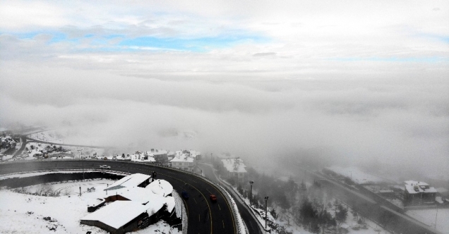 Kayseri’de görsel şölen, kent merkezi sis denizinde kayboldu