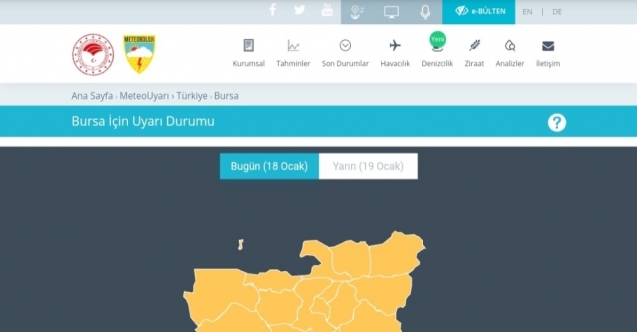 Meteorolojiden Bursa için turuncu uyarı