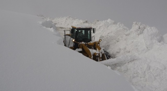 Muşta iş makinelerinin 5-6 metrelik karla mücadelesi