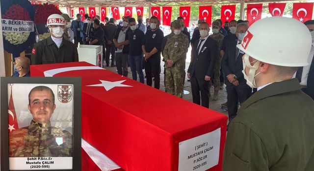Şehit Sözleşmeli Er Mustafa Çalım, son yolculuğuna uğurlandı