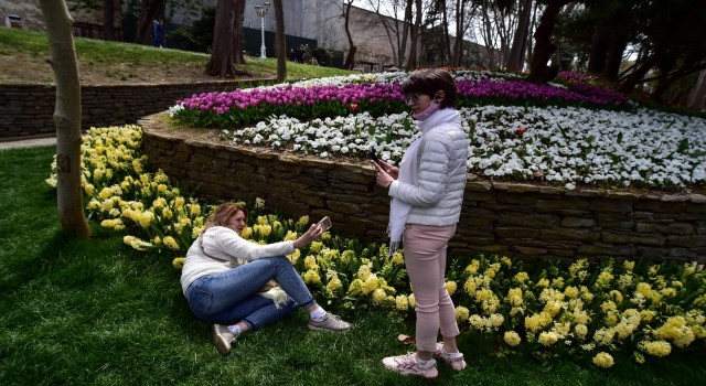 Tarihi Gülhane Parkında lalelerden görsel şölen