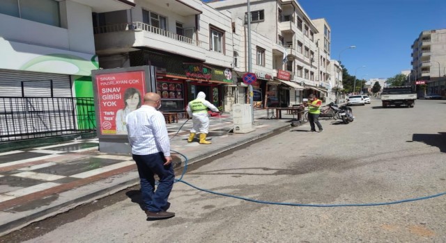 Viranşehirde caddeler korona virüse karşı ilaçlandı