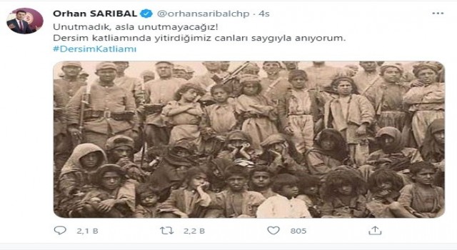 CHP Bursa Milletvekili Orhan Sarıbalın Dersim paylaşımı tepki çekti