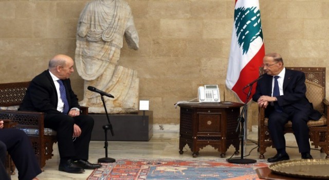 Fransa Dışişleri Bakanı, Lübnan Cumhurbaşkanı Michel Aoun ile görüştü