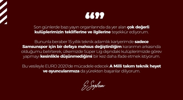 Ertuğrul Sağlam: “Süper Lig dışındaki kulüplerde görev yapmayı düşünmüyorum”