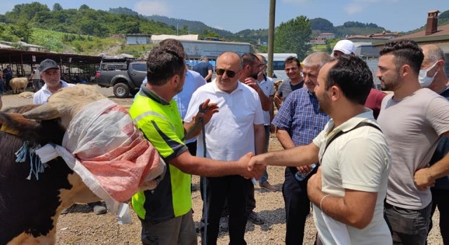 Başkan Tavlı, kurban pazarlığı yaptı, vatandaşların bayramını kutladı