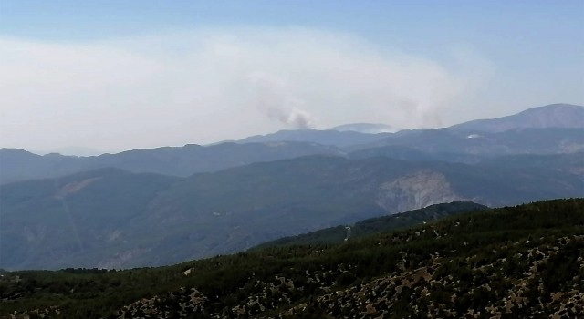 Köyceğizdeki yangının dumanları Çamelide gözüküyor