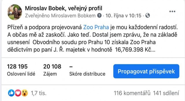 Çekyada bir hayvanat bahçesine yaklaşık 7.4 milyon TL miras kaldı