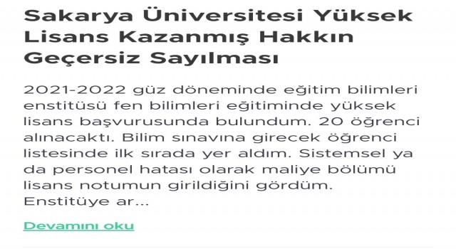 Yüksek lisansı kazandı, üniversite reddetti