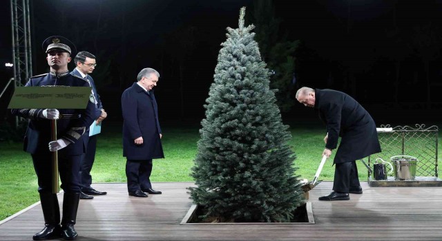 Cumhurbaşkanı Erdoğan, Özbekistanda dostluk ağacı dikti