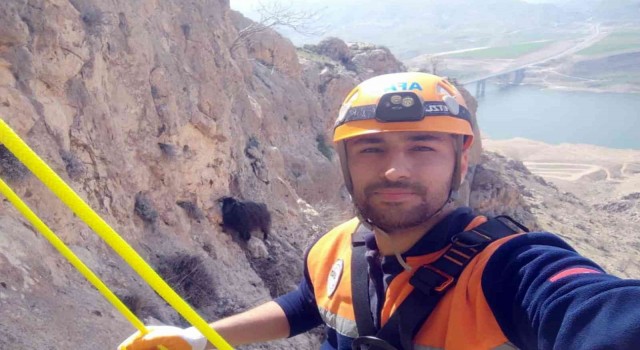 Dağlık alanda mahsur kalan keçi AFADın 4 saatlik çalışmasıyla kurtarıldı