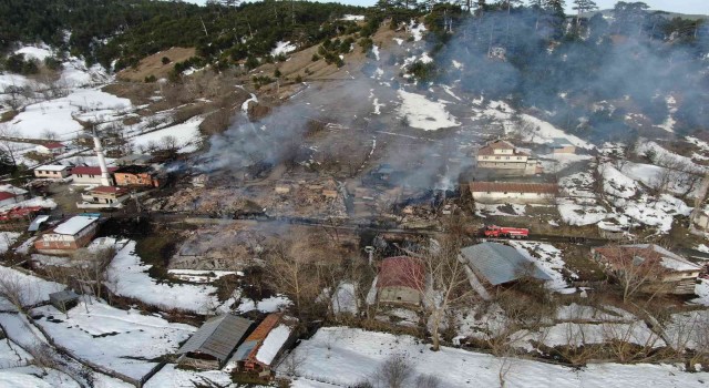 Kastamonuda bir köy alevlere teslim oldu: 7 ev, 7 ahır, 12 hayvan, 1 traktör ve 1 cami yandı