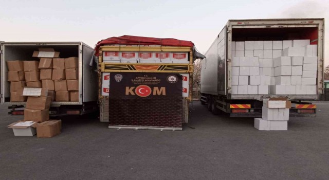 Kayseri merkezli kaçak tütün operasyonunda 50 milyon TLlik kaçak ürün ele geçirildi