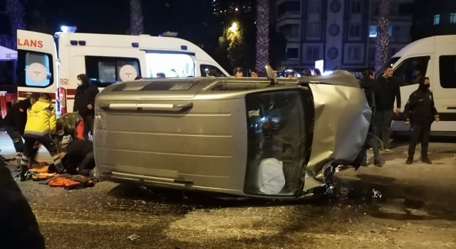 Kontrolden çıkan araç takla attı 1 yaralı