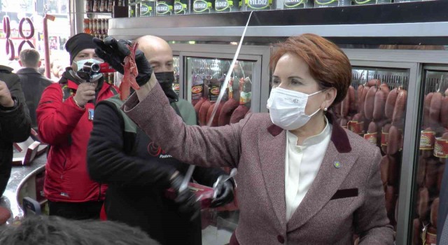 Meral Akşener, Kayseride pastırma doğradı