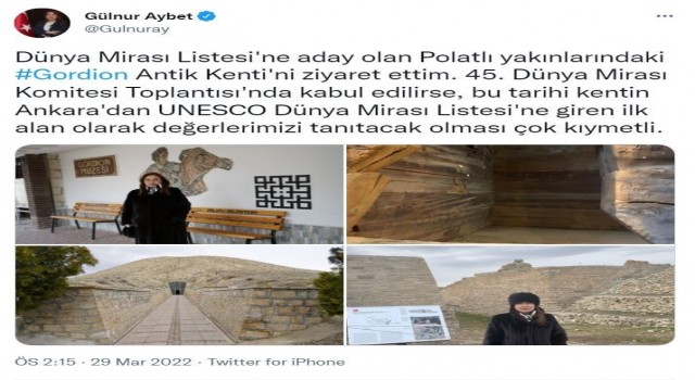 UNESCO Daimi Temsilcisi Aybet, Gordion Antik Kentini ziyaret etti