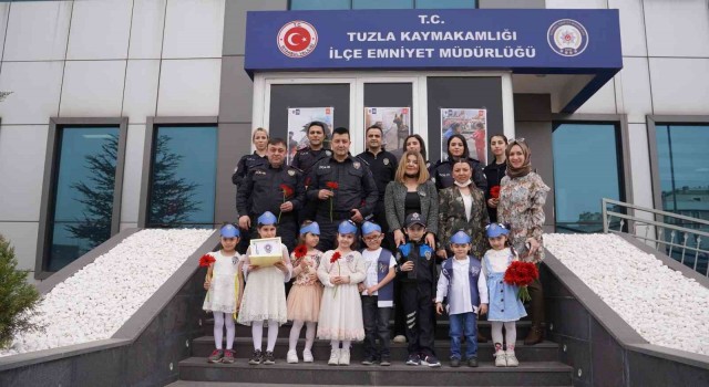 AÇEMli miniklerden Tuzla İlçe Emniyet Müdürlüğüne polis haftası ziyareti