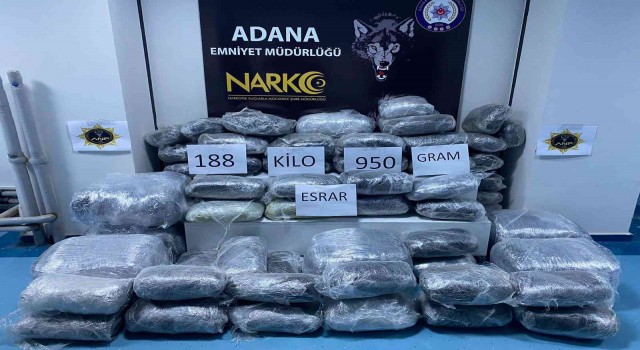Adanada 188 kilo esrar ele geçirildi