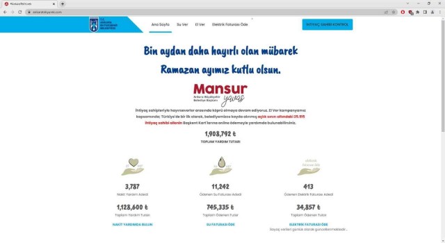 Ankara Büyükşehirden ihtiyaç sahiplerinin ödenmemiş elektrik faturaları için kampanya