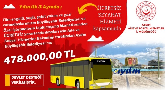 Aydına 478 bin TL ulaşım desteği verildi