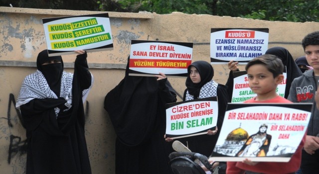 Cizrede İsrailin Mescid-i Aksaya saldırıları protesto edildi