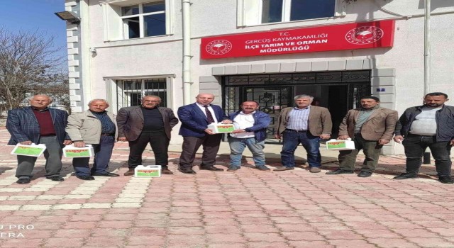 Gercüşte çiftçilere yüzde 85 hibeli bordo bulamacı dağıtıldı