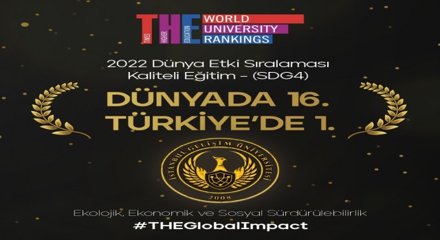 İstanbul Gelişim Üniversitesi, “Kaliteli Eğitim” alanında dünyada 16ncı, Türkiyede 1inci