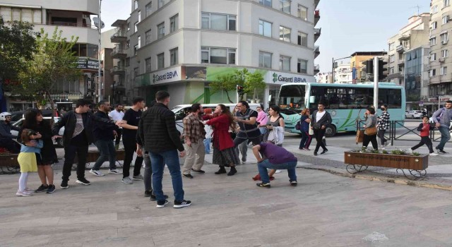 Kadına şiddeti gerçek sanıp müdahale etmek istediler