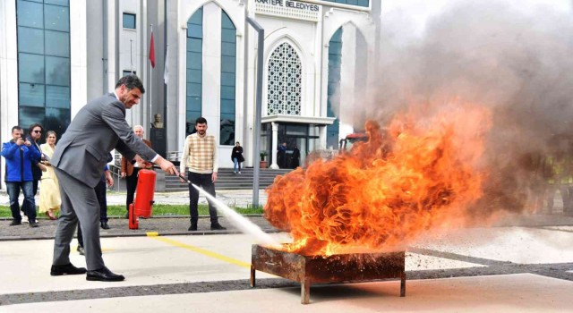 Kartepe Belediyesinde yangın tatbikatı yapıldı