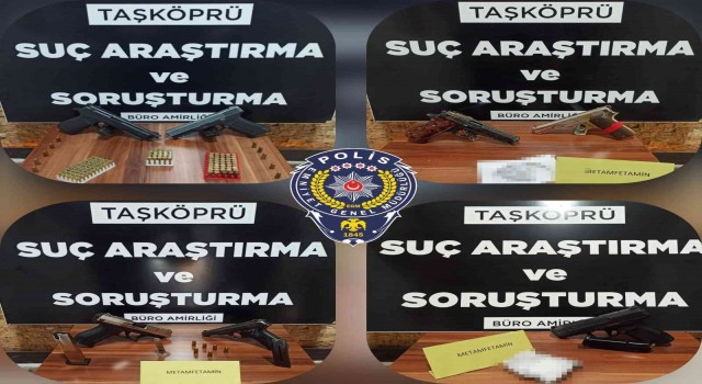 Kastamonuda 5 araçta yapılan aramada ruhsatsız silah ve uyuşturucu yakalandı