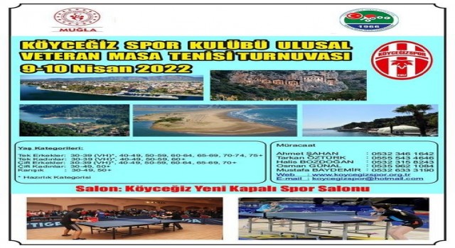 Köyceğizde Veteranlar Masa Tenisi Turnuvası heyecanı yaşanacak