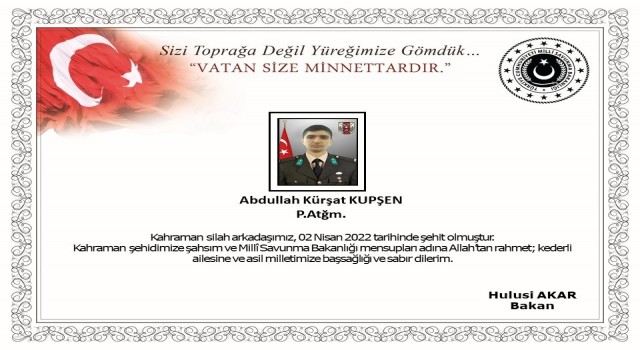 MSB, Hakkaride çaya düşen askerin naaşına ulaşıldığını açıkladı