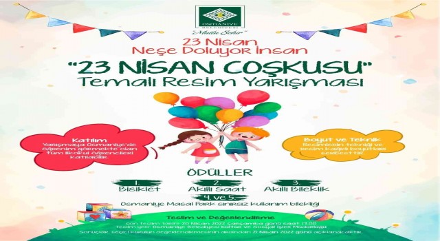 Osmaniyede 23 Nisan Coşkusu temalı resim yarışması