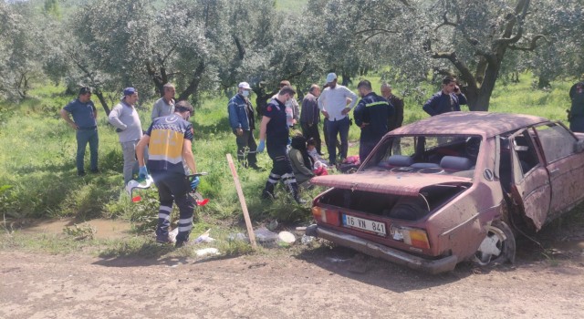 Otomobil zeytinliğe daldı: 2si çocuk 4 yaralı