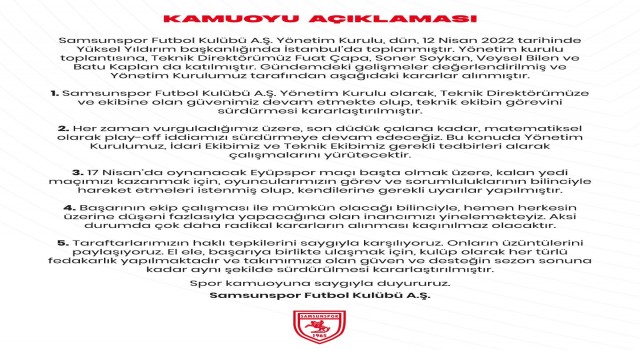 Samsunspor, Fuat Çapa ile ‘devam dedi