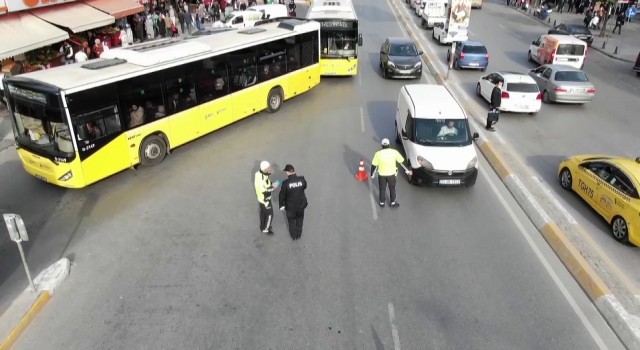 Sultanbeylide bayram öncesi dronlu trafik denetimi