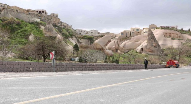 Uçhisar-Göreme arasında kaldırım çalışması başlatıldı