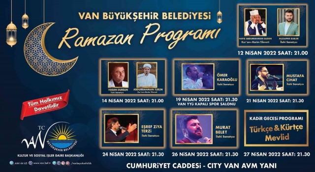 Van Büyükşehir Belediyesi etkinlikleriyle Vanda Ramazan dolu dolu yaşanacak